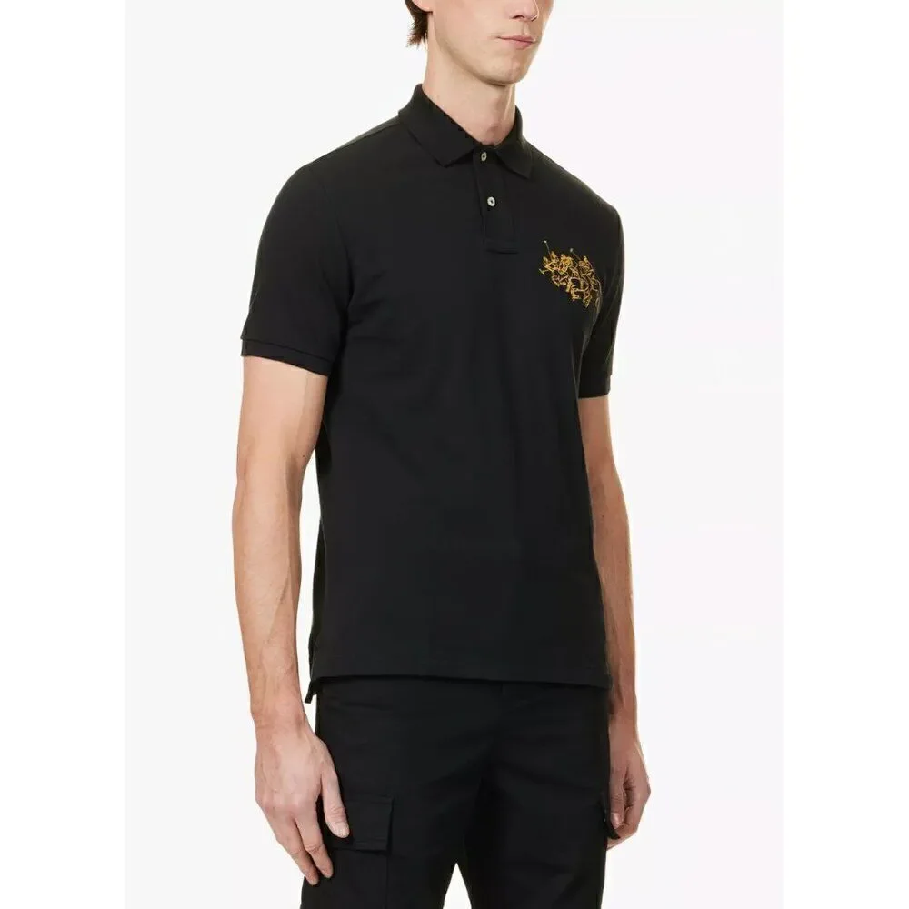 Polo Ralph Lauren Men's Slim Fit Lunar New Year Triple-Pony Polo Shirt Blue XXL
